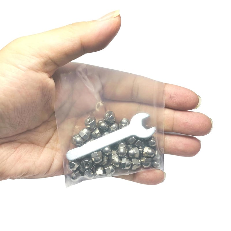 ZDingTech 50pcs #8-32 Acorn Cap Nuts,8-32 Cap Nuts,Acorn Hex Dome Head Dome nut,304 Stainless Steel,hardware18-8,Bright Finish with Open End Wrench - Image 5